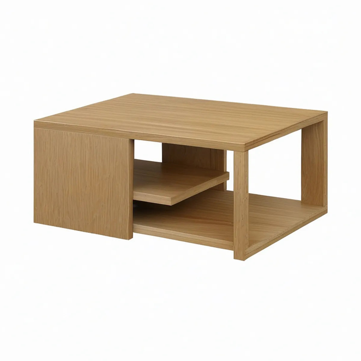 Konferenční stolek s otočnými policemi, 90 × 60 × 45 cm, MDF, dekor přírodního dubu